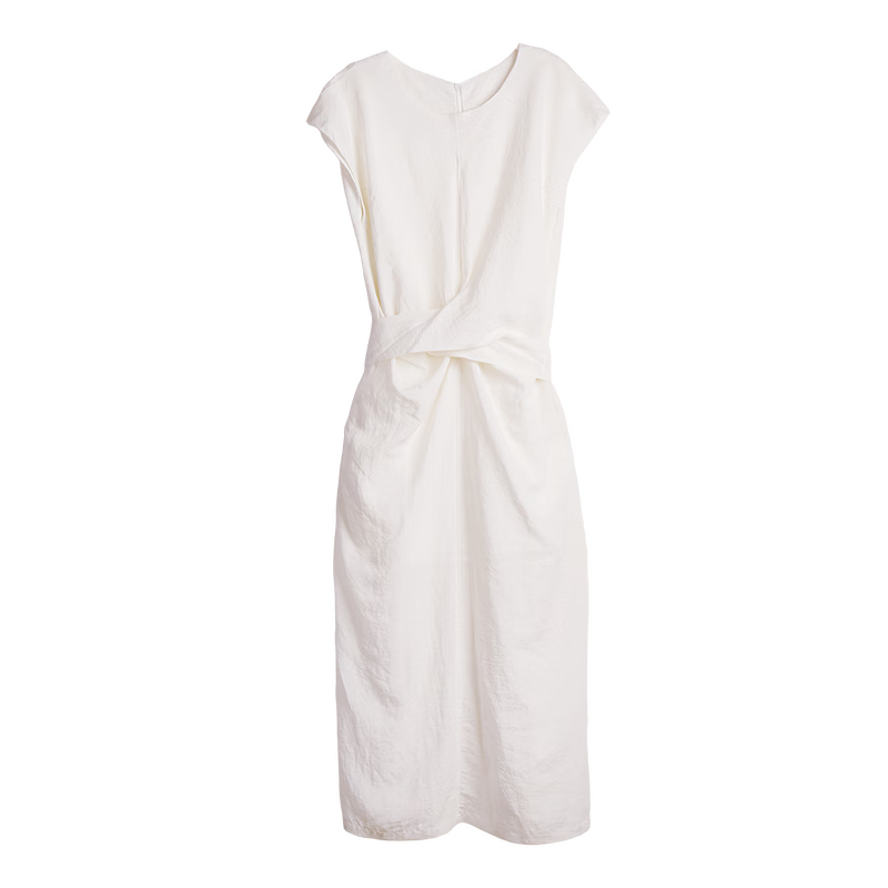Olrain Lyocell Linen | Olrain Summer Women's Dress French Style Tie Dress Off-White L