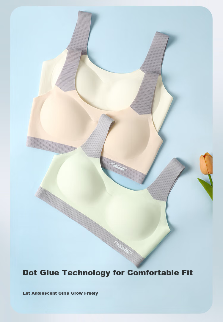 Bingxue Kapok Girls' Developmental Sports Anti-Shock Antibacterial Bra Vest for Children and Teenagers Ages 12-18, Middle and High School Students 4