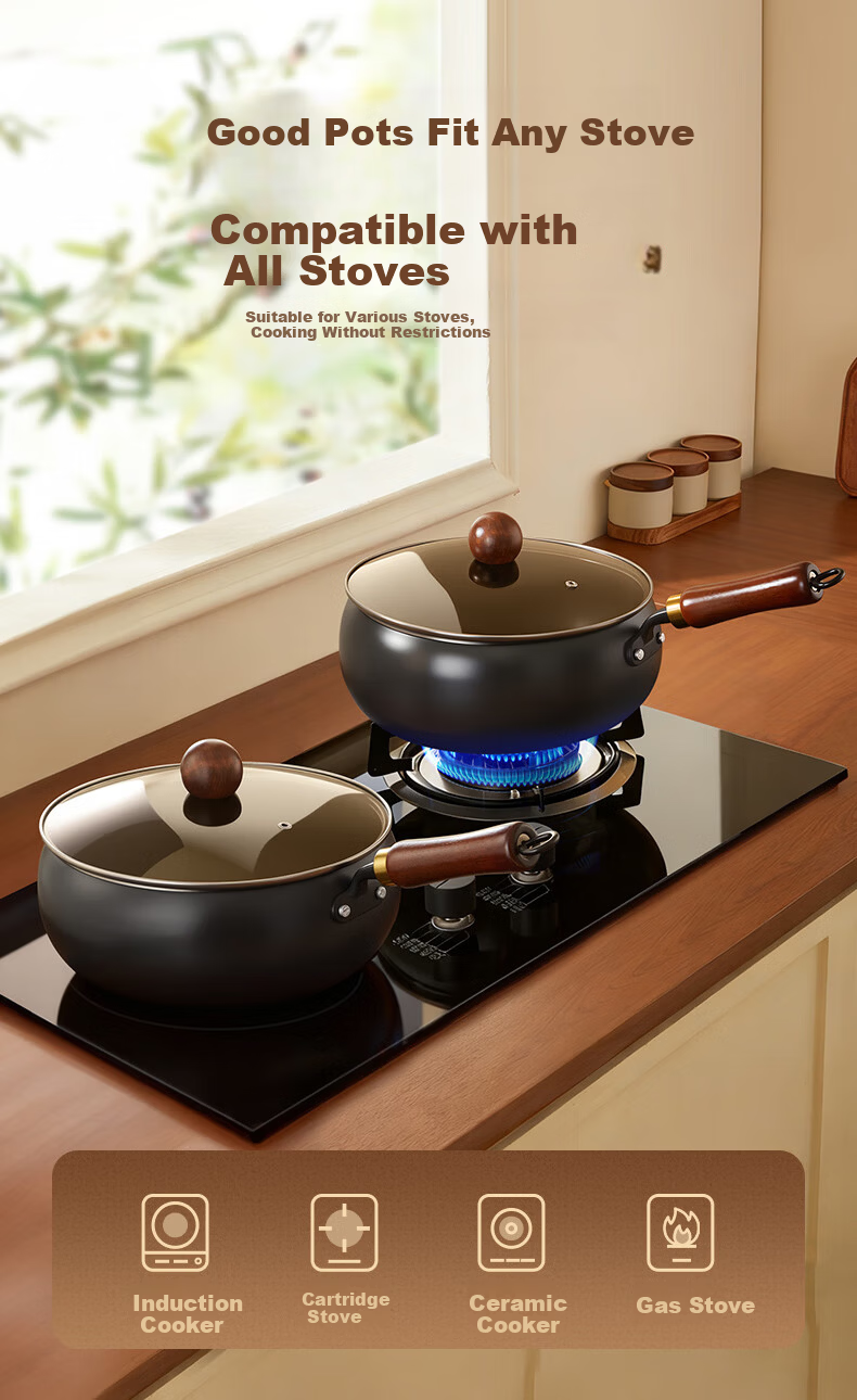 CHIGO Zhangqiu Large Belly Stir-Fry Pan Non-Coated Iron Wok Household Cooking Pan Stew Non-Stick Compatible with Induction Cooker and Gas Stove 28CM 7