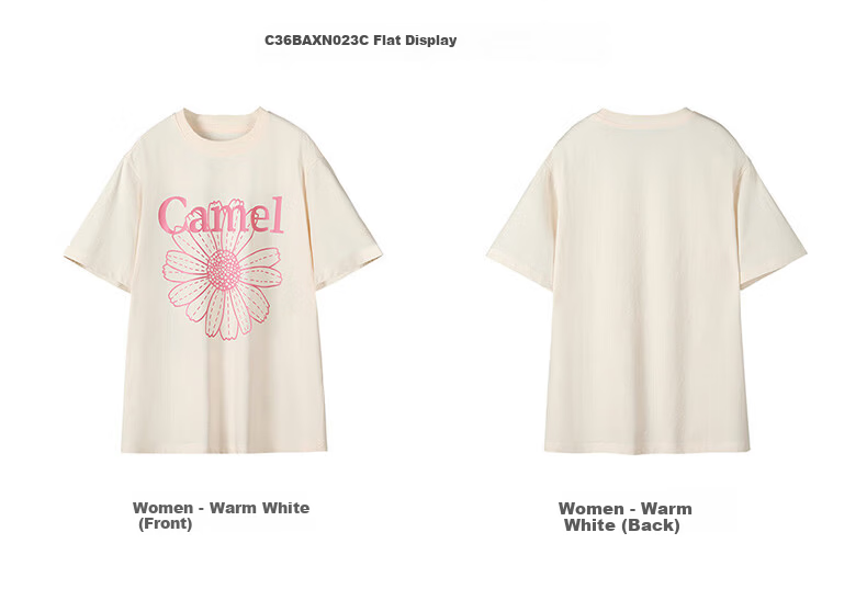 CAMEL Ice Skin T-Shirt Little Daisy Short Sleeve Cotton Loose Casual Top C36BAXLN023C Light Heather Gray XL 8