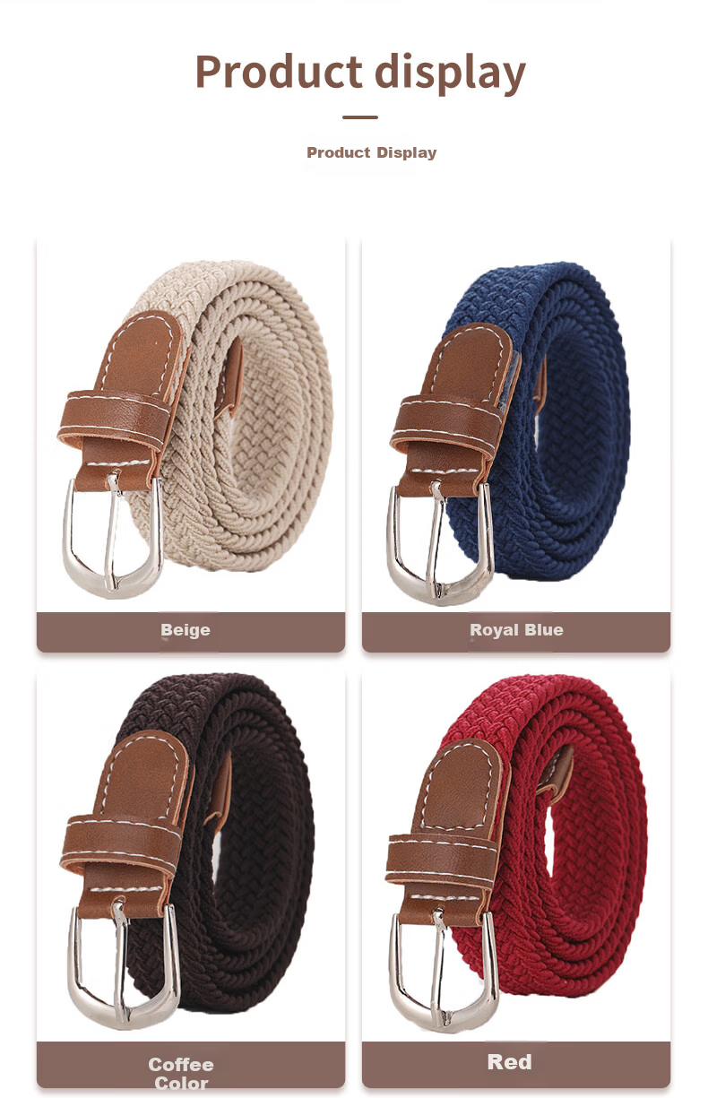 HOCR Canvas Belt Ins Style Woven Elastic Waistband Comfortable Breathable Unisex Jeans Belt 19