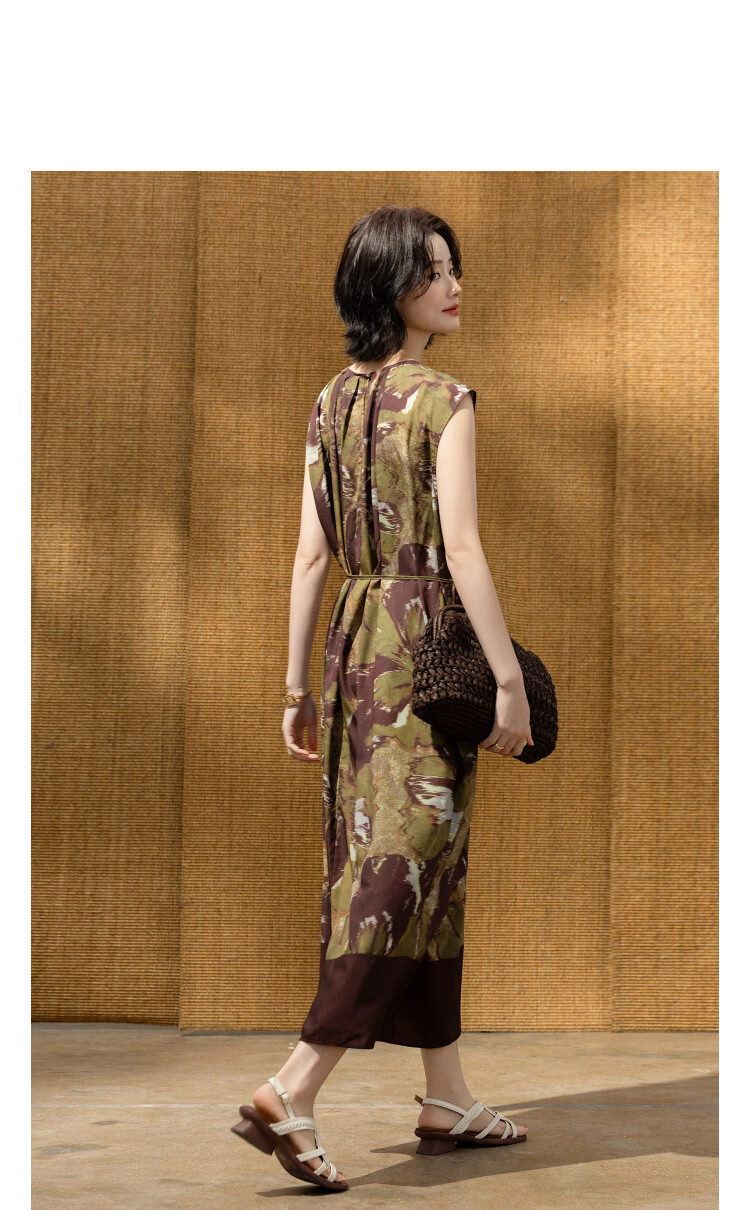 Demana Vintage Impression Summer Urban Elegant Sleeveless Printed Patchwork Loose Slim Dress for Women High-End Feel 11