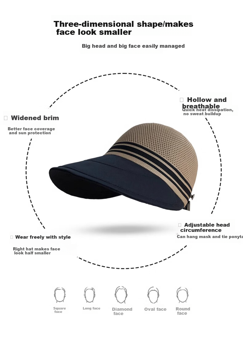 HAOGUAN Large Brim Duckbill Fisherman Hat for Women Summer Hollow Breathable Sunshade UV Protection Cycling Sun Hat 4
