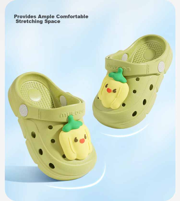 Mutong Kids Slippers Size 26 Summer Boys Baby Ventilated Cartoon Essential Oil Protective Sandals Girls Sweet Pepper Green 170 5