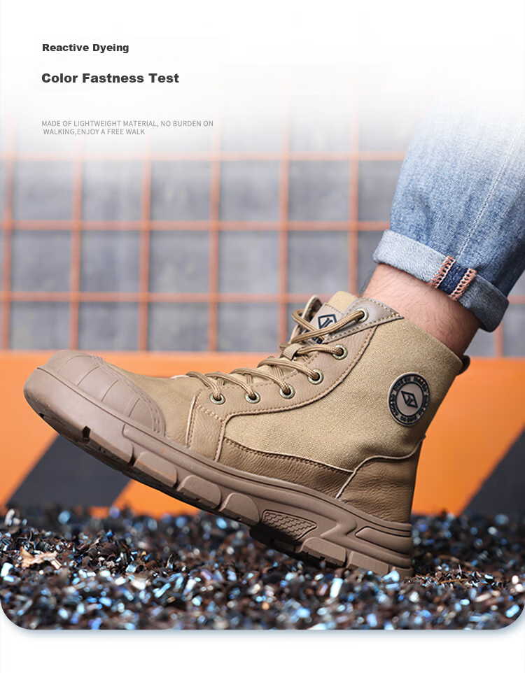Dinggu Safety Work Shoes Anti-Smash Anti-Puncture Steel Toe High-Top Men's Comfortable Brown All-Season Model 1316ZongGD38 7
