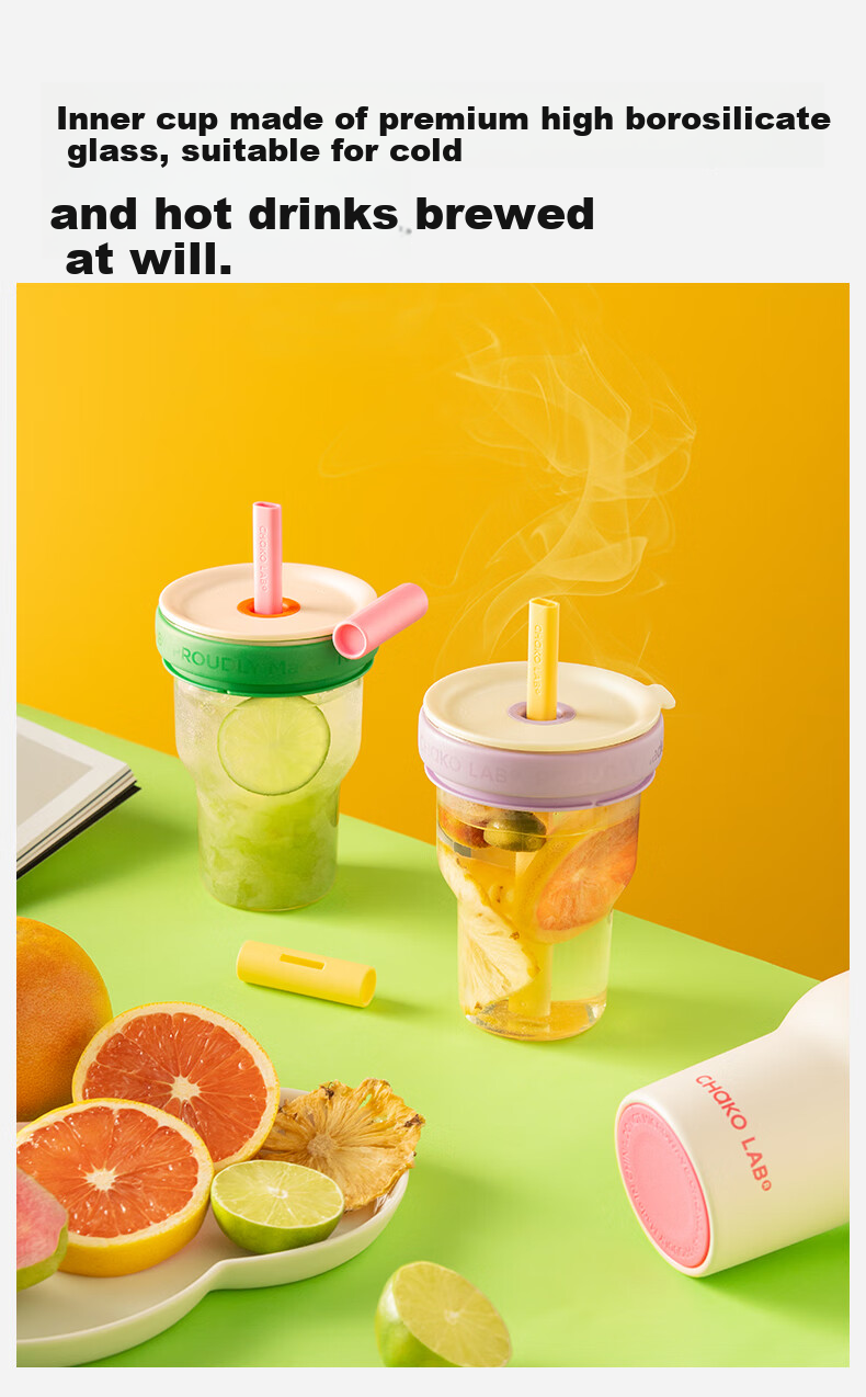 Chakolab Double-Layer Glass Insulated Tumbler Large Capacity Straw Ice Glass Cup Office Stylish Student Coffee Mug 6