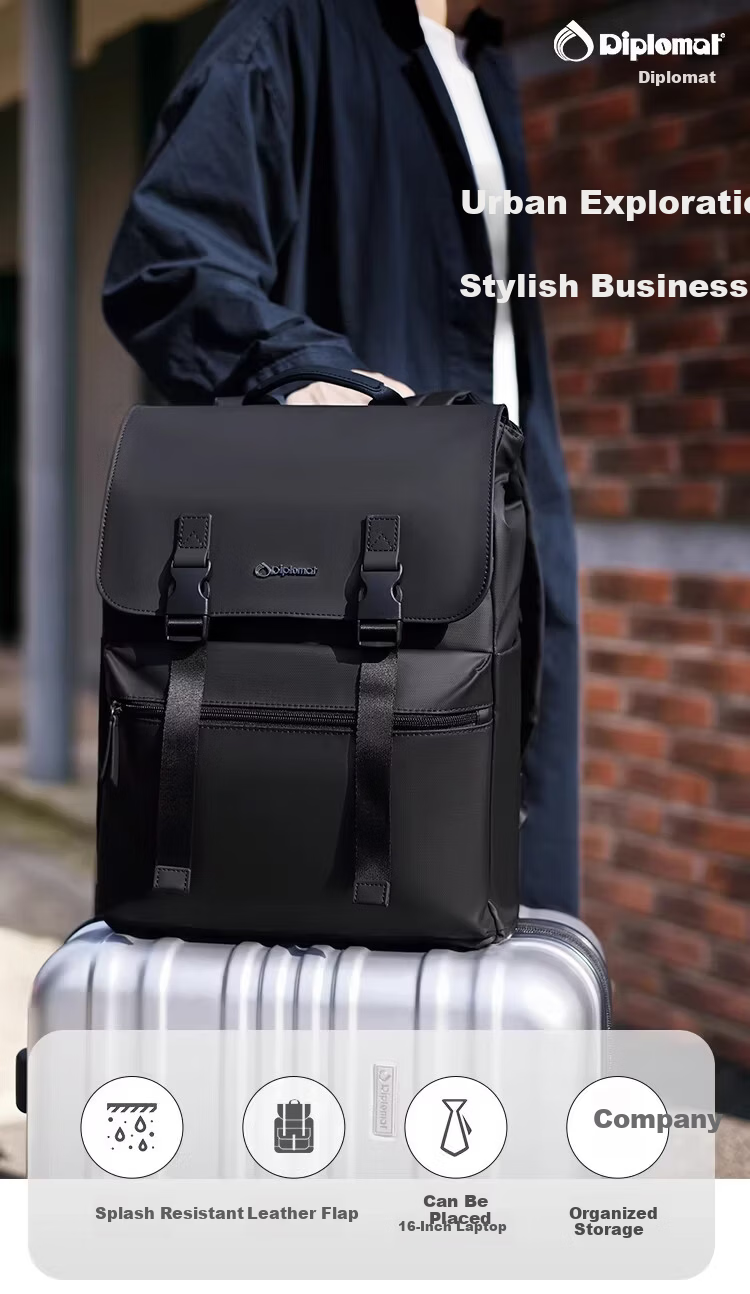 Diplomat Fashion Casual Backpack Business Large Capacity Laptop Bag DB-2713L Black 1