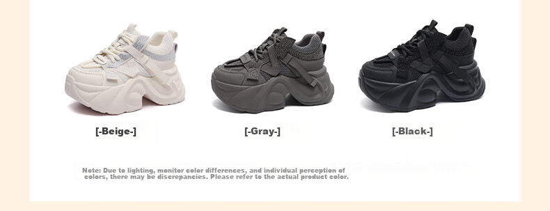 MULINSEN Women's Soft Sole Comfortable Thick Sole Height Increasing Dad Sneakers Lightweight Casual Sports Shoes Gray Size 37 13