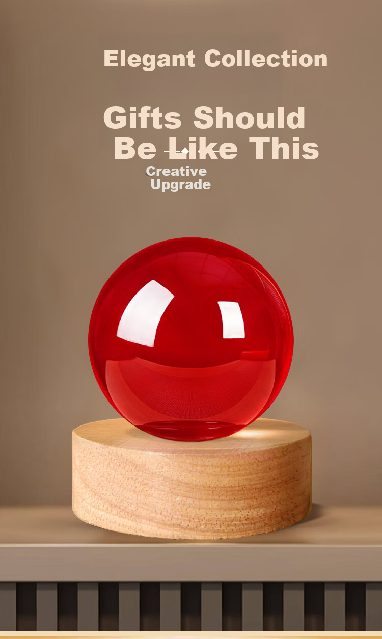 Bin Yue Red Crystal Ball Ornament Lucky Red Crystal Ball Feng Shui Decoration Opening Ceremony Living Room Housewarming Gift 8cm 1
