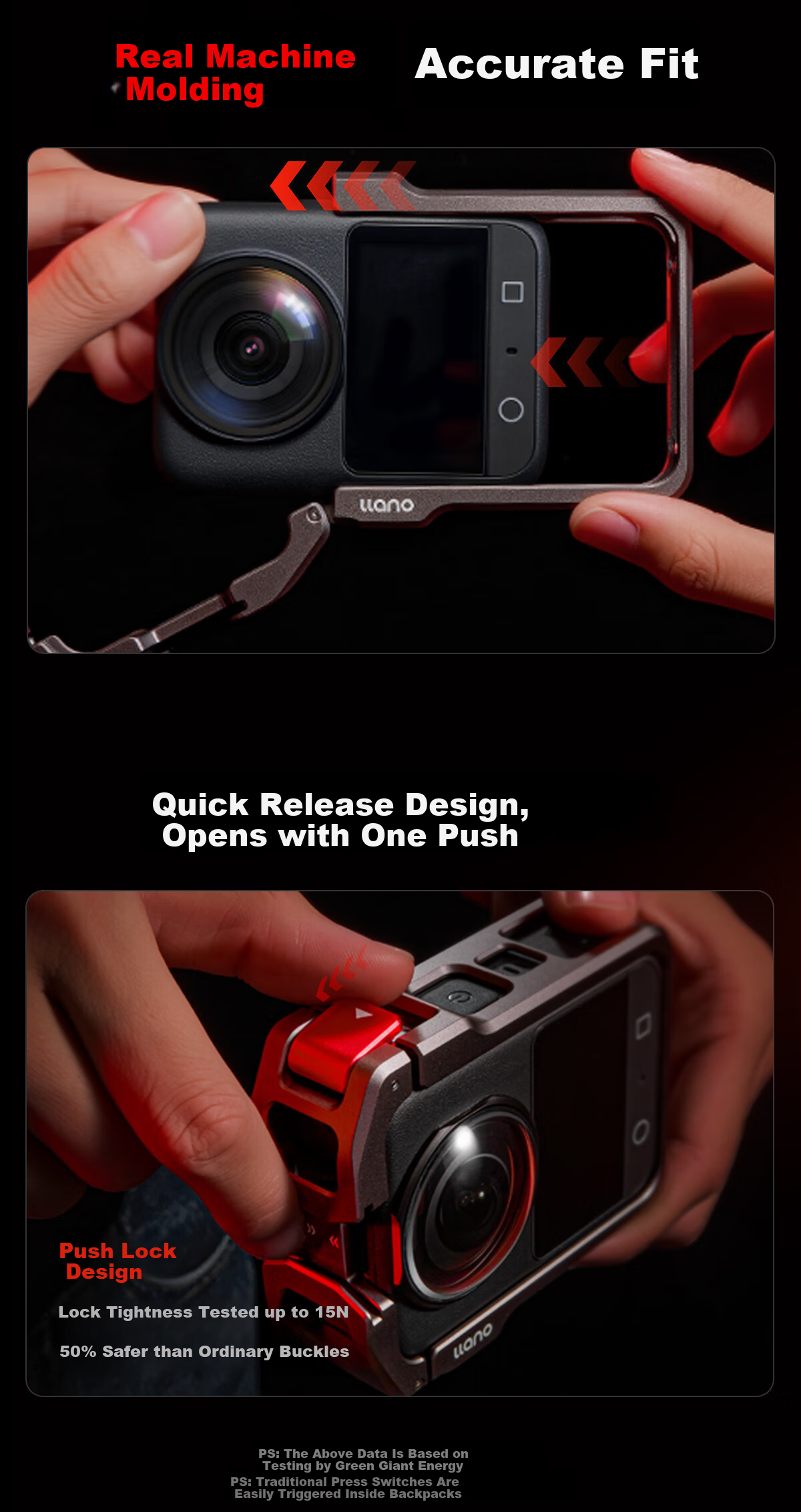 Llano DJI Osmo 360 Panorama Camera Cage-Free Expansion Protective Frame Metal Shockproof Case Frame Vertical and Horizontal Shooting Bracket Magnetic Quick-Release Base Accessories 12