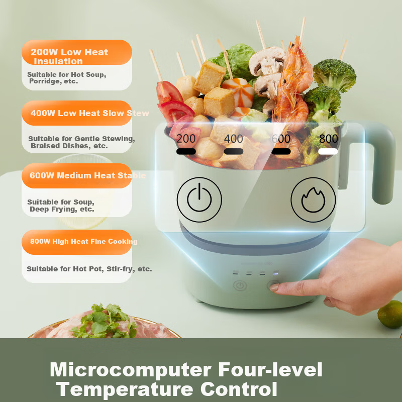 ROYALTY LINE Portable Electric Cooking Pot 2.2L Foldable Travel Pot 800W Detachable Dormitory Pot for 1-2 People Electric Hot Pot Smart Temperature Control Multifunctional Cooker