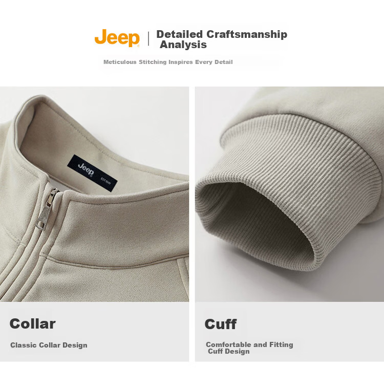 JEEP Men's Spring Autumn Stand Collar Long Sleeve Zip-up Casual Trendy Sweatshirt Dark Gray 2XL 2