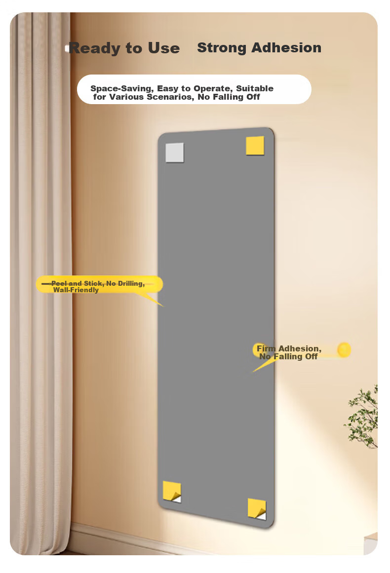 Xiaojiangcai Acrylic Soft Mirror Wall Sticker Self-Adhesive Full-Length Dressing Mirror for Home Dormitory 30x80cm 12