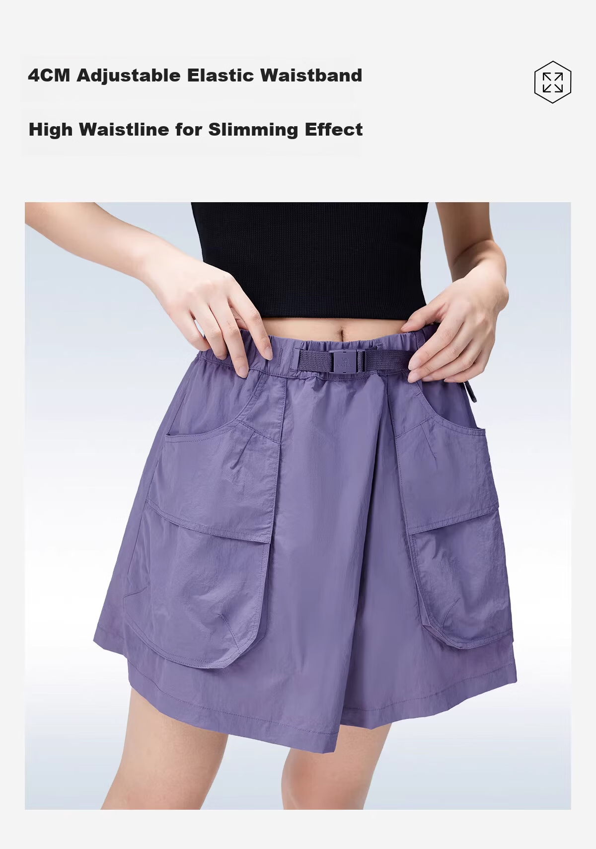 CAMEL Women's Outdoor Quick-Dry Skort 26 Spring Summer Cooling Sweat-Absorbing Sun-Protective Hiking Mountaineering Work Shorts 8085 11