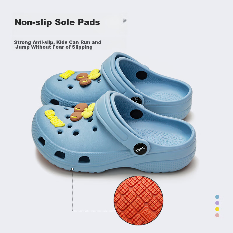 GUOLUOFEI Kids Slippers Boys Girls Summer Indoor Home Non-slip Outdoor Closed-toe Breathable Clog Shoes Pink Size 31-32 4