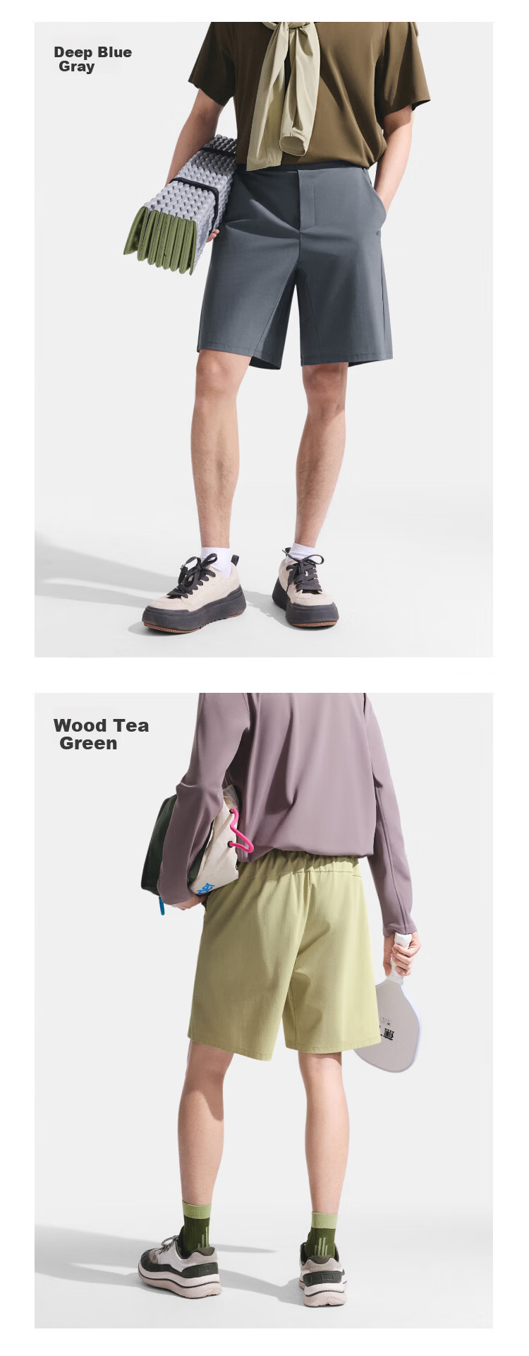 Beneunder Men's Stretch Cooling Breathable Outdoor Casual Sports Loose Fit Five-Point Shorts AL022 Wood Tea Green S 15