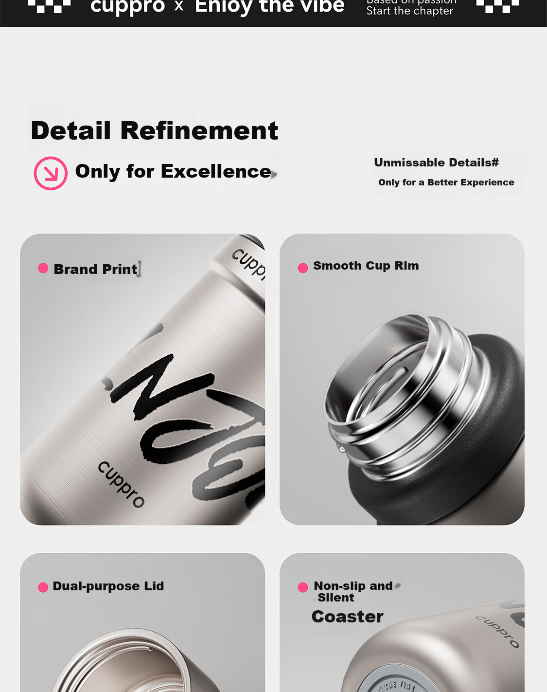 CUPPRO TikTok Hot Sale Large Capacity Insulated Water Bottle 316L Stainless Steel Portable Straw Cup for Men and Women 17