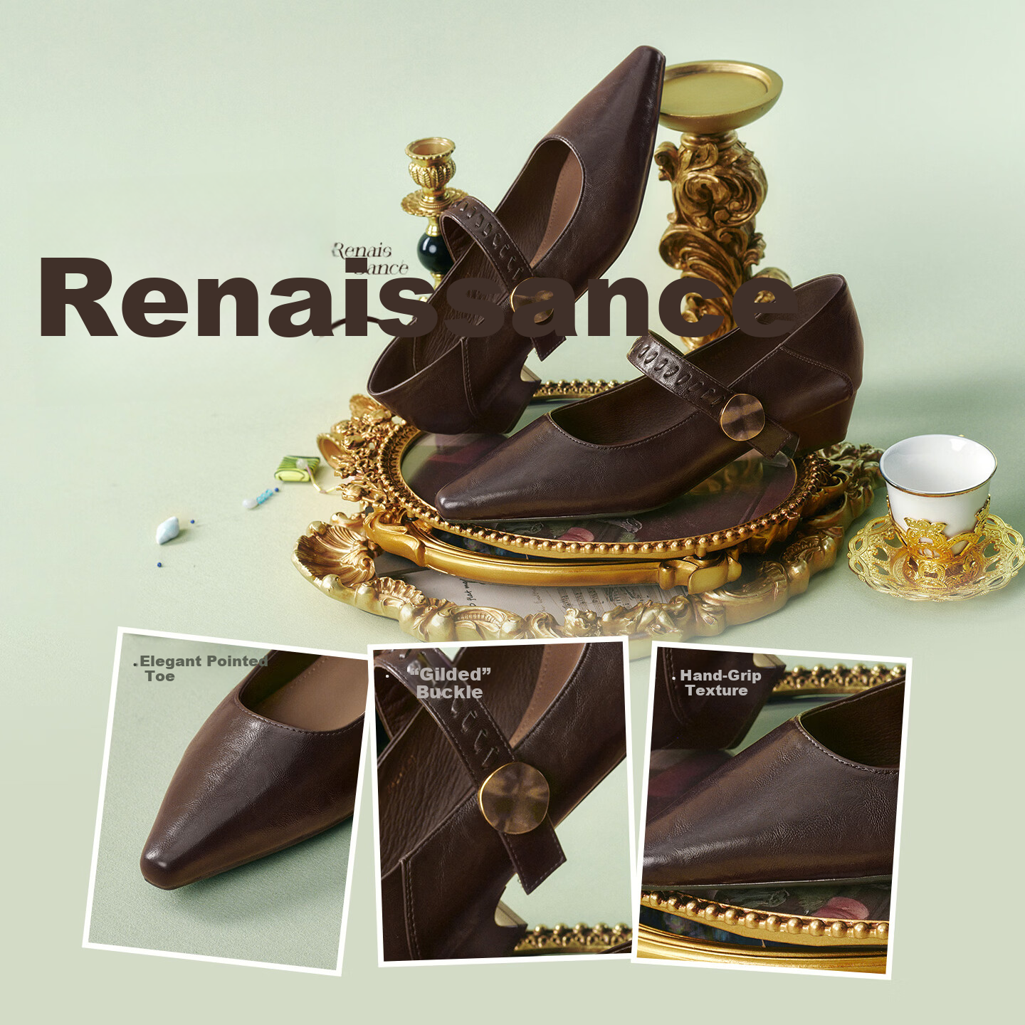 BASTO 26 Spring Mall Pointed Toe Chunky Heel Mary Jane Shoes Small Leather Shoes Women's Single Shoes F5177AQ6 Coffee Color Size 34
