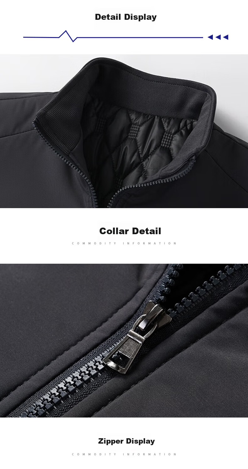 ROMON Men's Autumn Winter Business Casual Executive Cotton Padded Jacket Coat 36JM Black XL 17