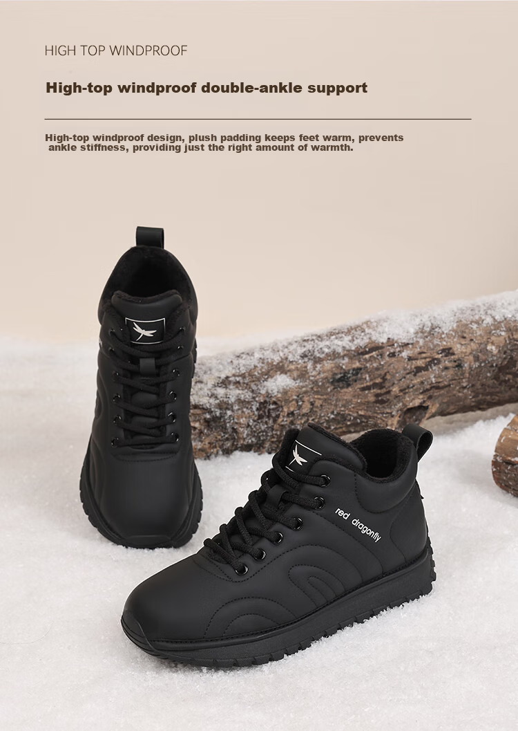 Red Dragonfly Women's Sports Shoes Fleece Lined Warm Casual Lightweight Travel Shoes Soft Sole Wear-Resistant EXC450771 Black Size 38 6