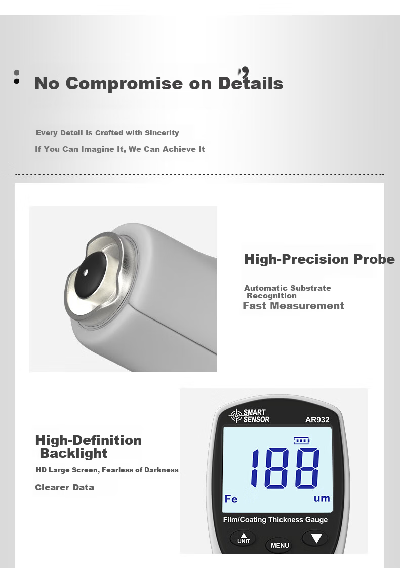 CEM AR932 Coating Thickness Gauge Paint Thickness Gauge Galvanized Layer Paint Surface Tester Automotive Paint Film Meter 14