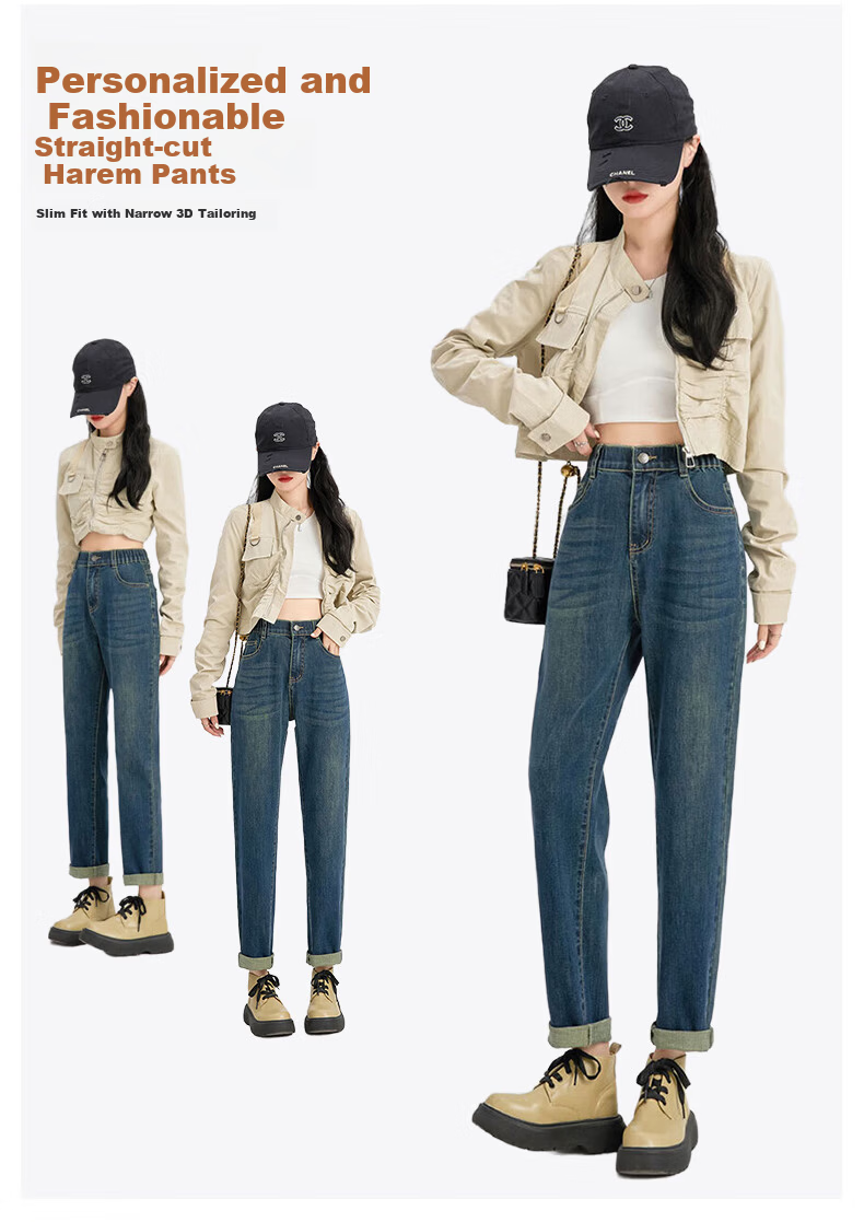 LangSha High Waist Harem Jeans for Women Spring Autumn Pear Shape Loose Slimming Cropped Vintage Carrot Dad Pants 5