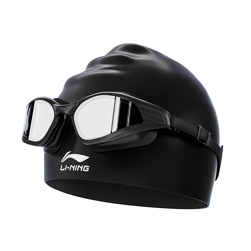 LI-NING Prescription Swimming Goggles HD Waterproof Anti-Fog Swim Cap Set Professional Swimming Glasses