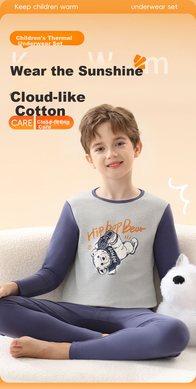 Urban Beauty Children's Thermal Underwear Boys Pure Cotton Autumn Clothes Autumn Pants Big Kids Baby Autumn Winter Youth Cotton Pajama Set 1