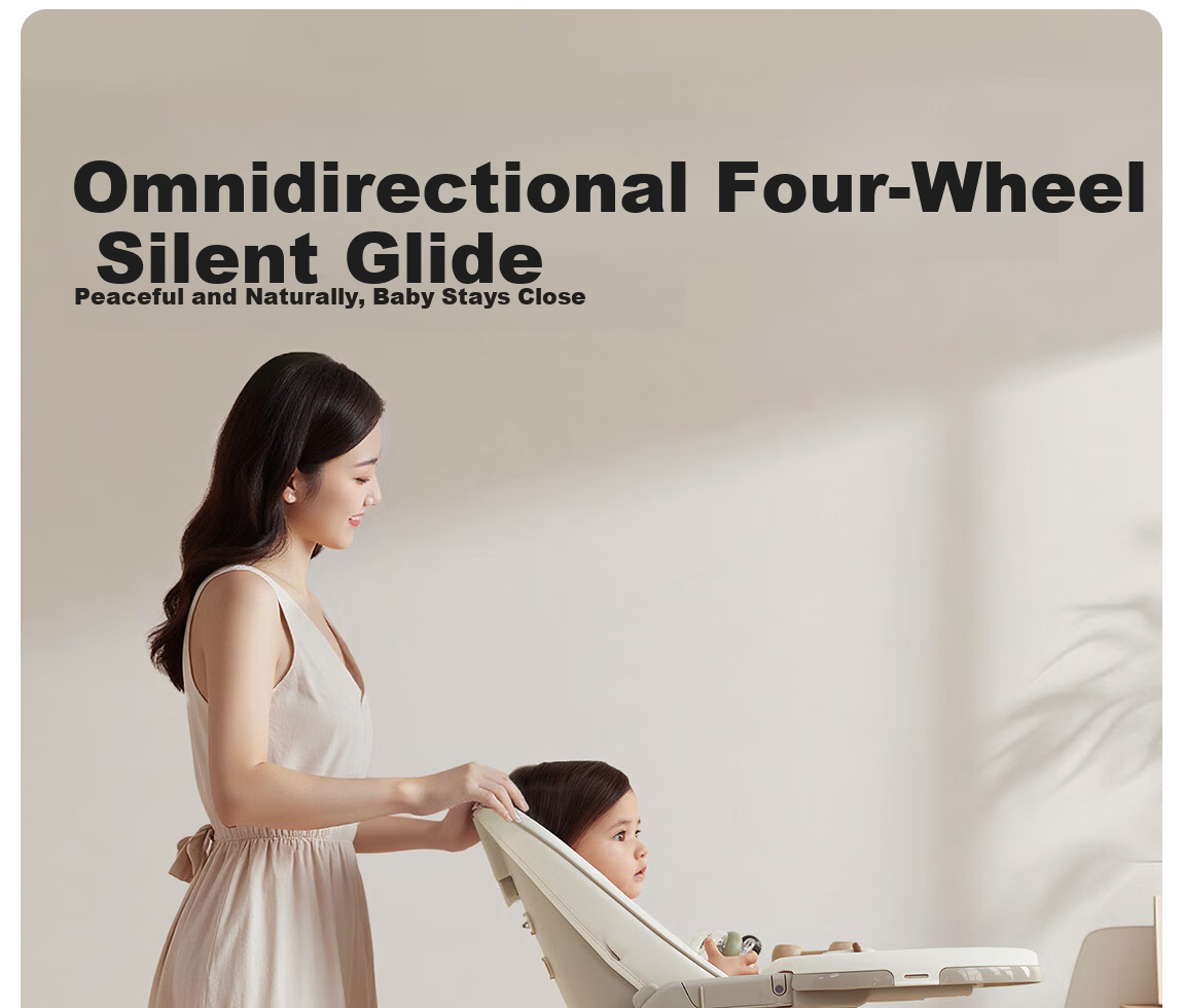 BEIE Baby High Chair Toddler Dining Chair Kids Growth Chair Children's Seat Rocking Chair White Shell + Cloud Cushion 22
