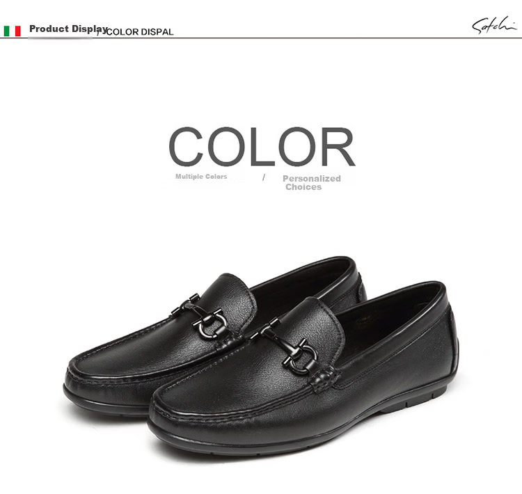 SATCHI Men's Shoes, Comfortable Slip-On Business Casual Shoes, Loafers, Casual Leather Shoes, 40782035Z, Black A, Size 42 6