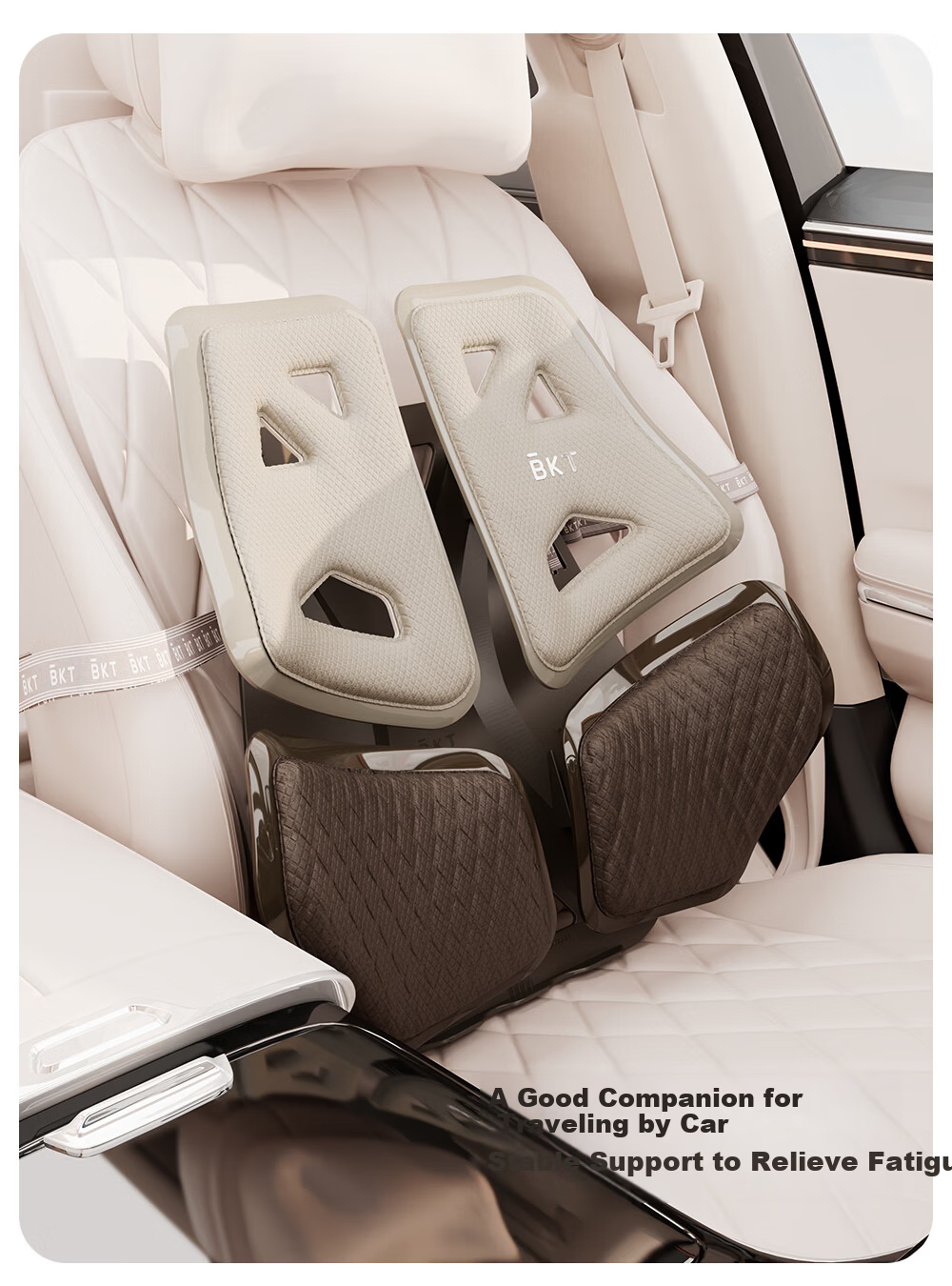BKT Car Lumbar Support Cushion Driving Waist Pillow Long Drive Seat Backrest Office Chair Holiday Gift 11