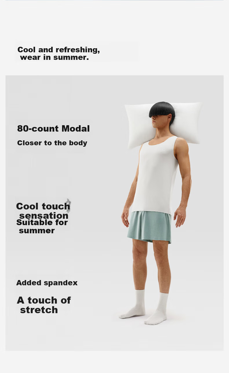 Bananain Sisi 508S Men's Modal Stretch Fit Vest Ice Silk Cooling Sleeveless Base Shirt Summer Pajamas Homewear 7