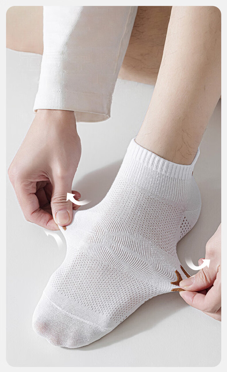 Cotton Xiaonian Men's Short Socks Spring Summer 100% Pure Cotton 10A Antibacterial Odor-Resistant Mesh Breathable Ankle Socks with Heel Tab 6 Pairs 11