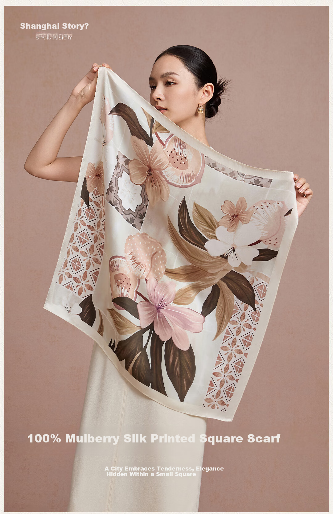 Shanghai Story Silk Scarf Gift Box 100% Mulberry Silk Satin Scarf Shawl Birthday Mother's Day Gift for Mom 1