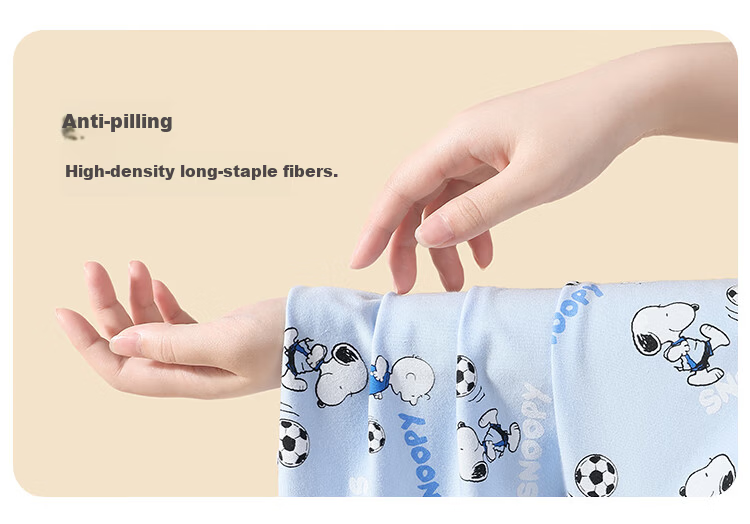 SNOOPY Children's Thermal Underwear Set Boys Autumn Long Johns Baby Pajamas Warm Base Layer Feiyue Football Green 8