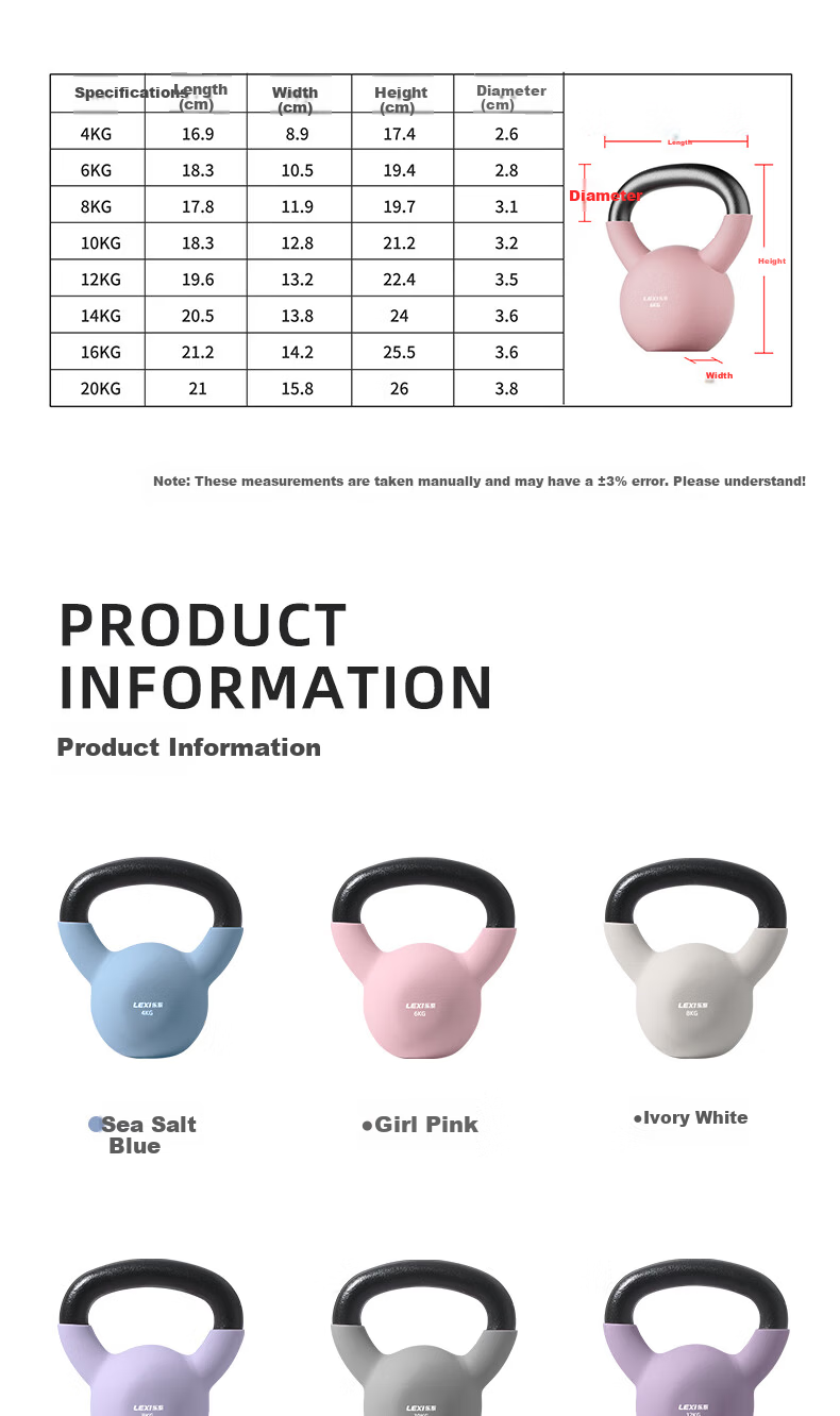 Lexi Cast Iron Kettlebell Solid Dumbbell Household Small Volume Fitness Equipment Hip Lift Gray 10kg 15