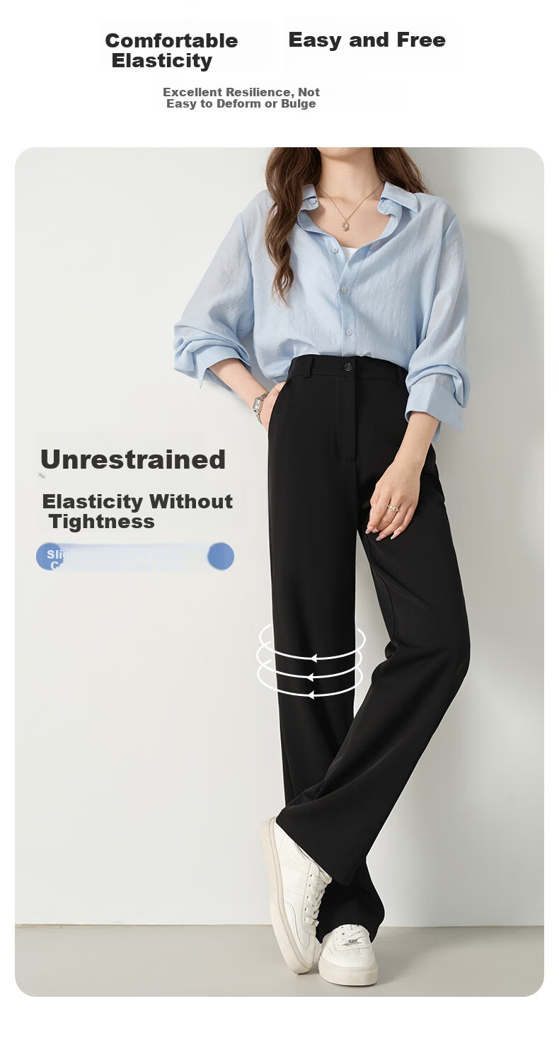 Langsha Women's Summer New Small Size Casual Suit Pants Formal Commuter Wide-Leg Slim High-Quality Trousers 10