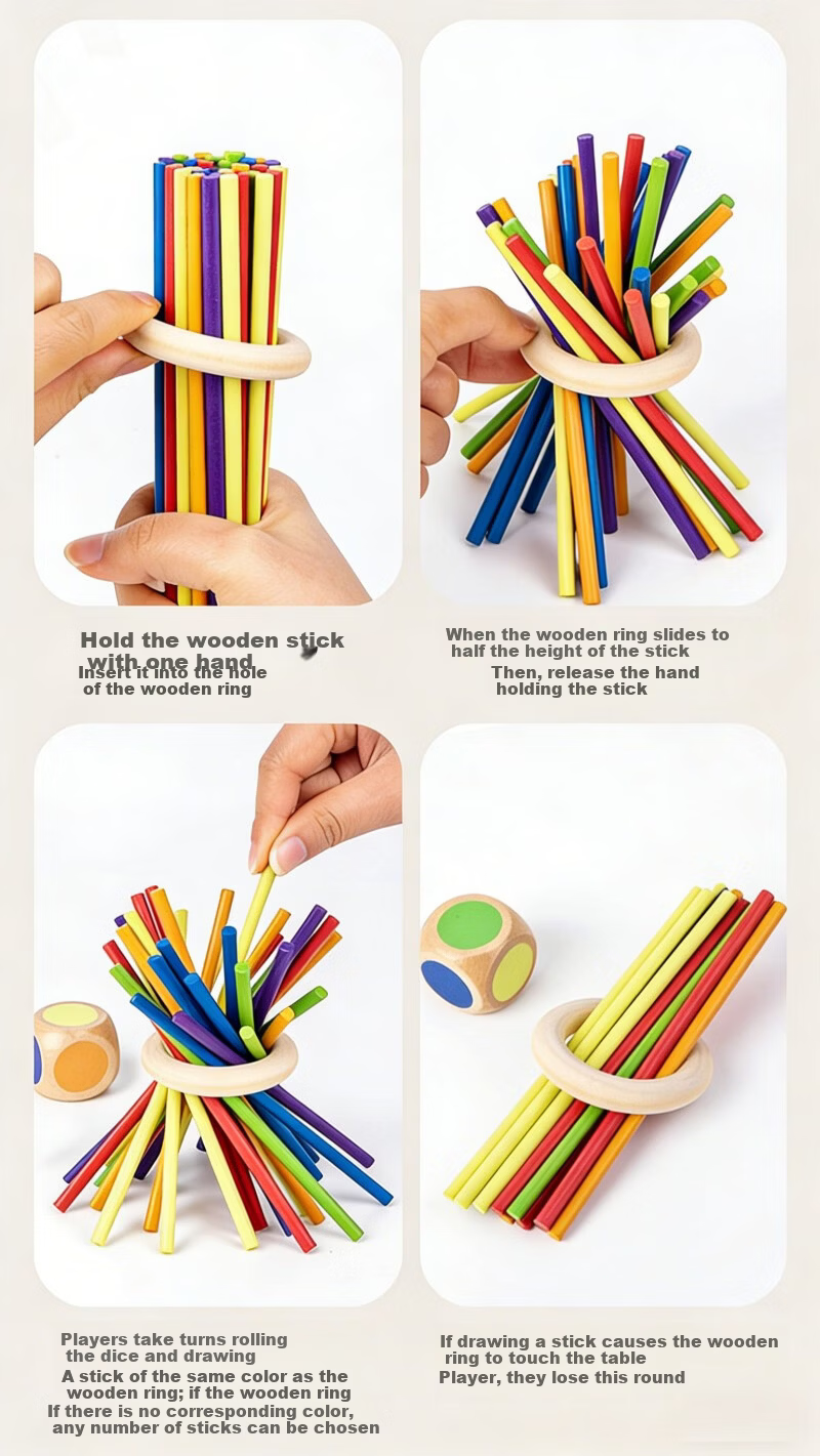 Lankupa Wooden Stick Game Montessori Early Education Board Game 3-6 Years Old Children's Educational Toy Boys Parent-Child Interaction Birthday Gift 12