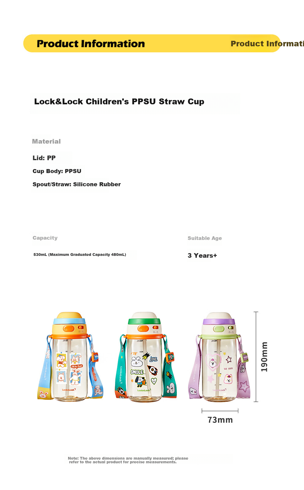 Lock&Lock Kids School Handheld Straw Cup Student Plastic Water Bottle Outdoor Portable Sports Cup PPSU Material 14