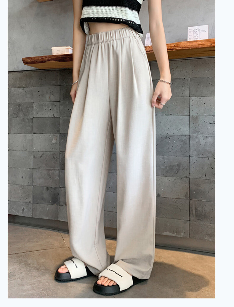 Langsha Women's Ice Silk Wide-Leg Pants Summer Thin Draped Loose Sun-Protective Casual Straight-Leg Yamamoto Style Pants 15