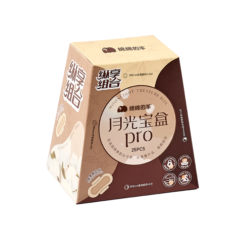 Mianmian Sheep Moonlight Treasure Box PRO Sanitary Napkin Set Breathable Leak-Proof 1 Box 25 Pieces JD Self-Operated Ultra-Thin Menstrual Pads