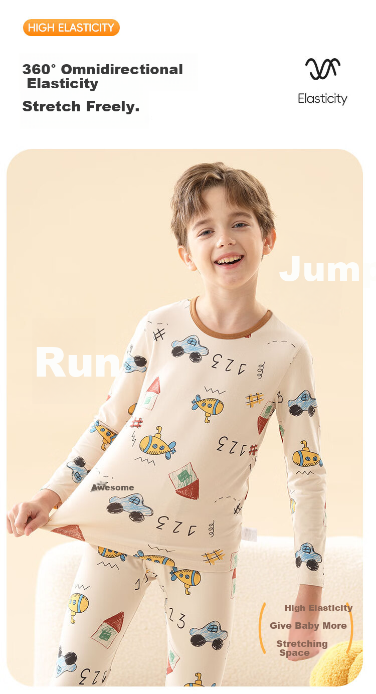 Urban Beauty Children's Thermal Underwear Boys Pure Cotton Autumn Clothes Autumn Pants Big Kids Baby Autumn Winter Youth Cotton Pajama Set 4
