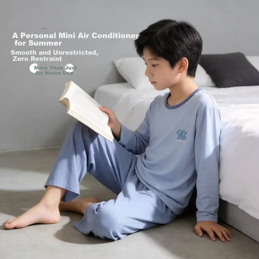 Mianzhi Boys' Pajamas 2026 Spring Summer Long Sleeve Homewear Set for Older Kids and Teens Comfortable Air-Conditioned Home Clothes