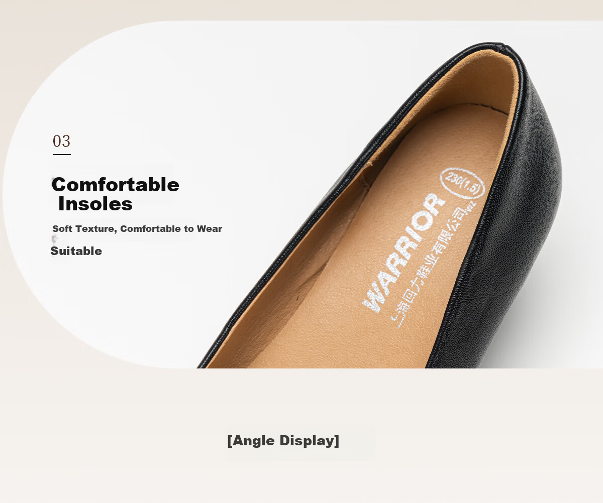 Warrior Black Work Shoes for Women Comfortable Long-Standing Office Shoes Chunky Heel Interview Leather Shoes Black Size 35 11