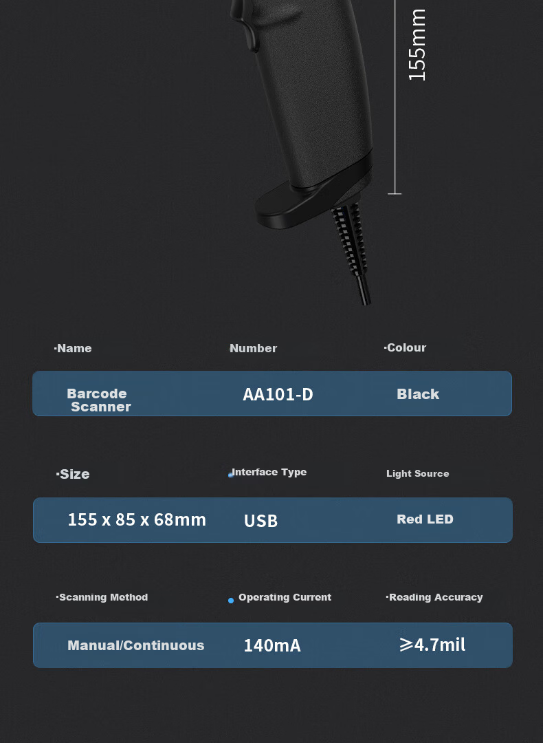 Deli Barcode Scanner, One-Dimensional Scanning Gun for Express Delivery And Logistics Inquiry, Payment Collection, Medical Insurance Payment, Inventory Management, Product Entry Tracking, Supermarket Cashier Barcode Scanner AA131 17