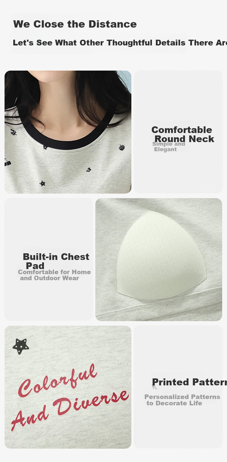 Ordifen 100% Cotton Wireless Bra Nightdress for Women, Pure Cotton Summer Short Sleeve with Chest Pad, Loose Fit, Suitable for Outdoor Wear Homewear 2