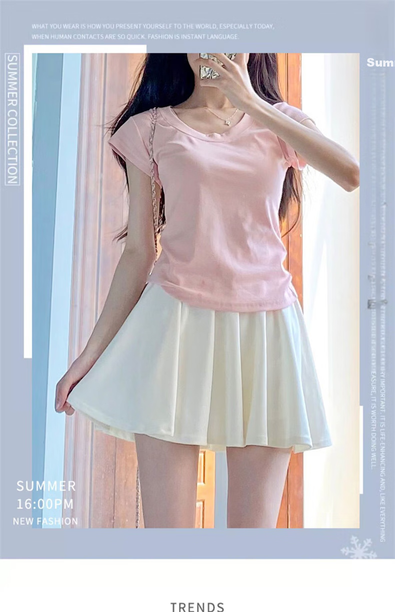 Langsha Ice Silk Pleated Skirt Women Summer 2025 New High Waist Slimming Ice Silk JK Skirt with Lining Anti-Exposure Short Skirt 1
