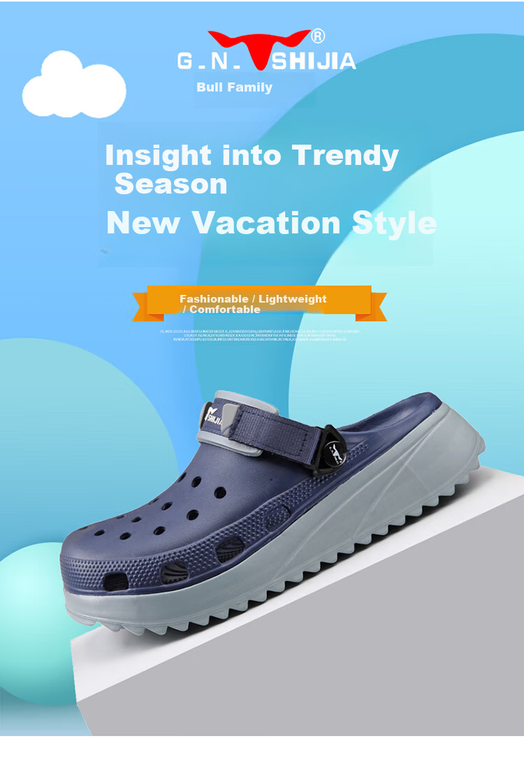 Bull Family Summer Clog Sandals Breathable Outdoor Dual-Wear Closed-Toe Casual Beach Shoes for Men 2