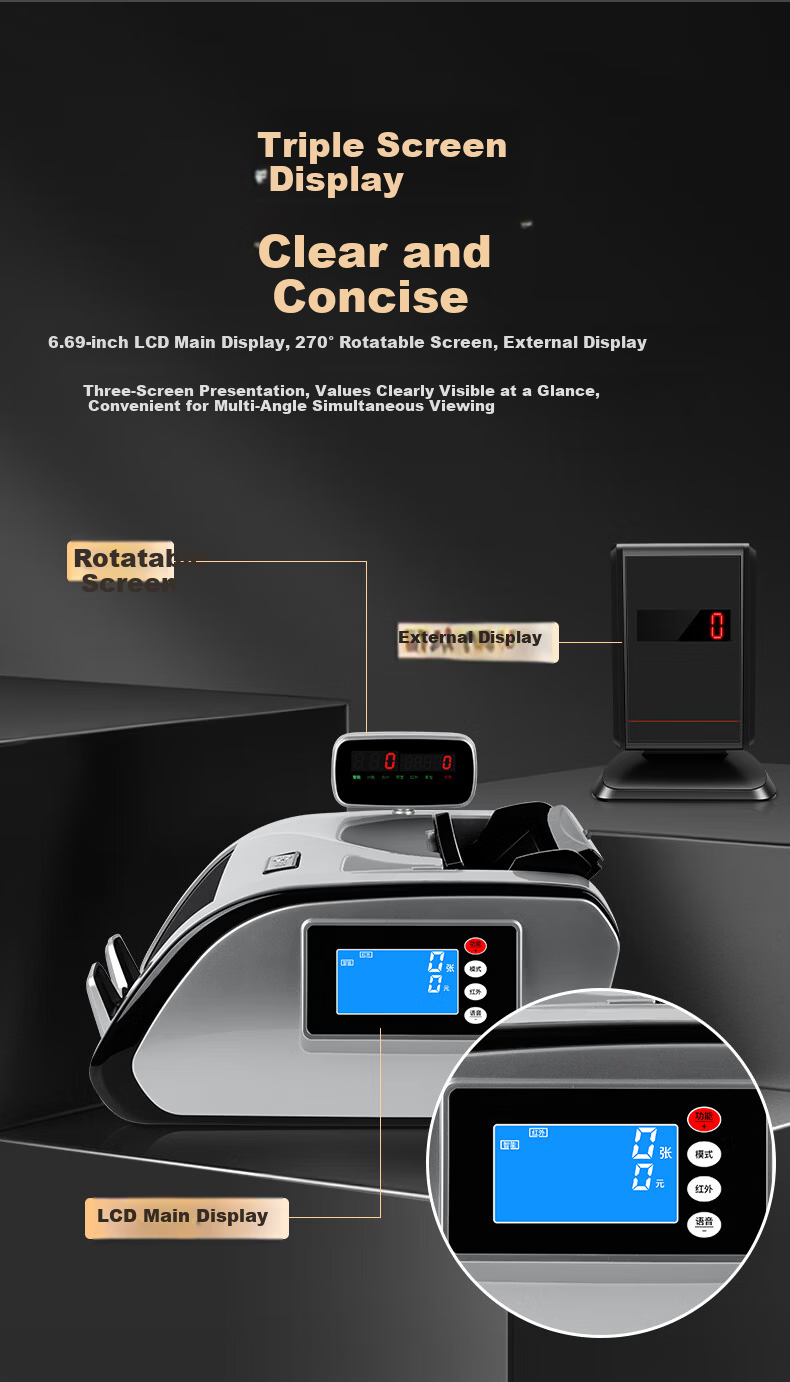 Comet B300 Portable Banknote Counter and Detector for New RMB, Small Size, Voice-Enabled, Commercial Cash Register Money Counting Machine, Class B 7