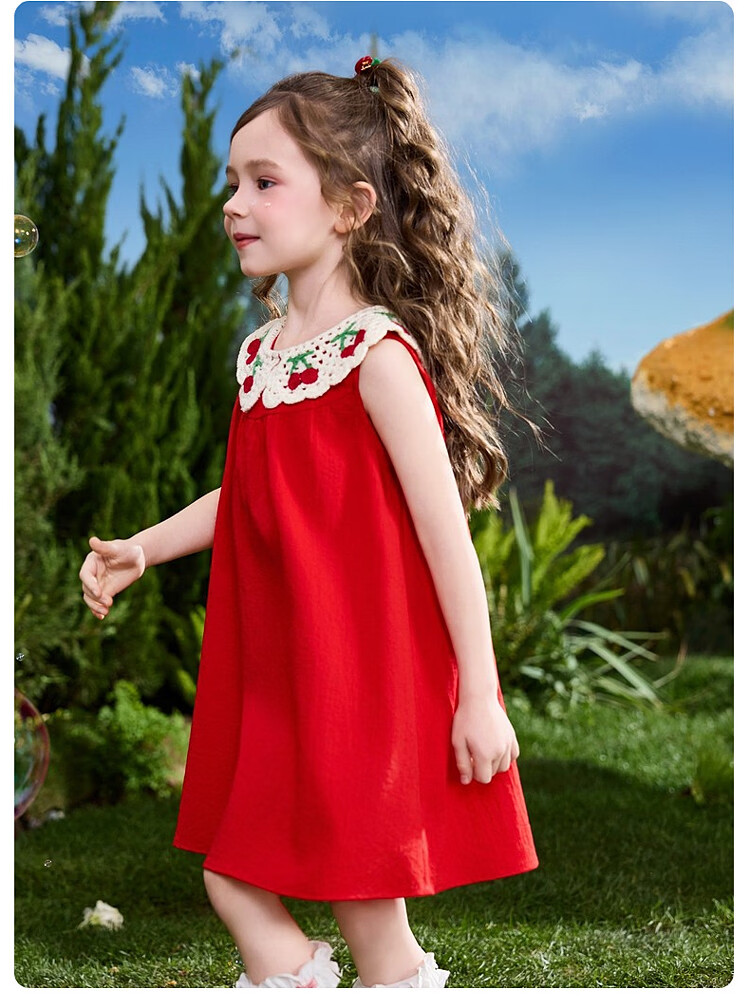 ASK JUNIOR Kids Summer Sleeveless Vest Dress Girls Princess Doll Collar Dress 10